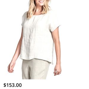 FLAX linen t shirt white wm sz S NWOT